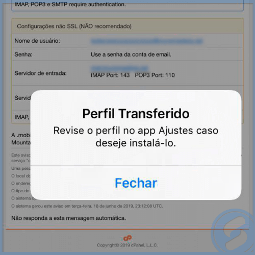 E-mail no iOS com Perfil cPanel