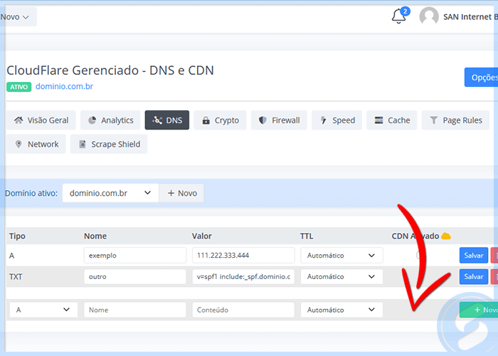 Serviço SAN - Cloudflare DNS