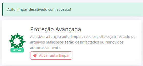 Proteção avançada - Auto limpar
