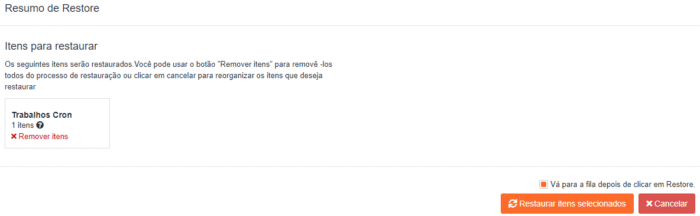 JetBackup - Resumo de restore