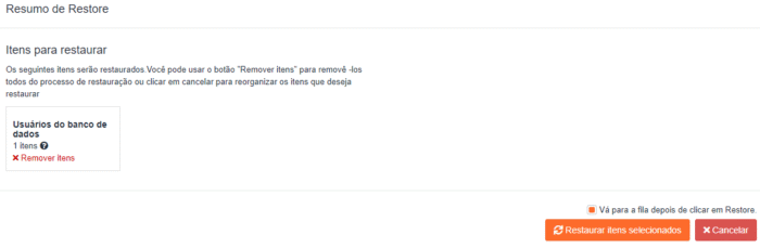 JetBackup - Resumo do restore